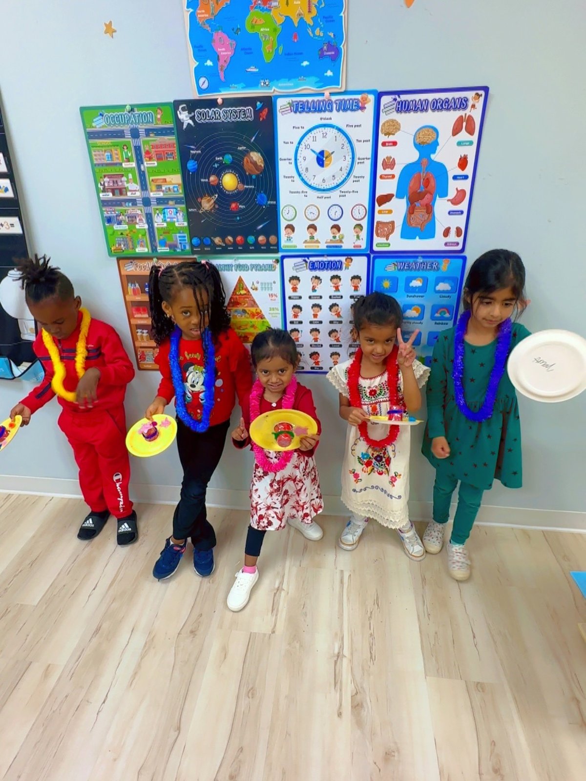 Children participating in a classroom celebration